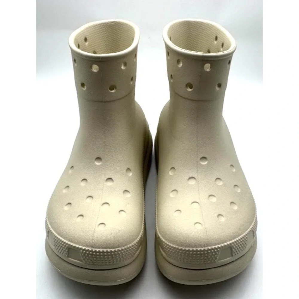 Crocs Crush Rain Boot Bone Women's M7 W9 Waterproof Platform Ankle Boots C21